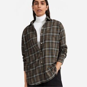 Everlane Women's Size 00 Lightweight Flannel Oversized Button Down Shirt Plaid